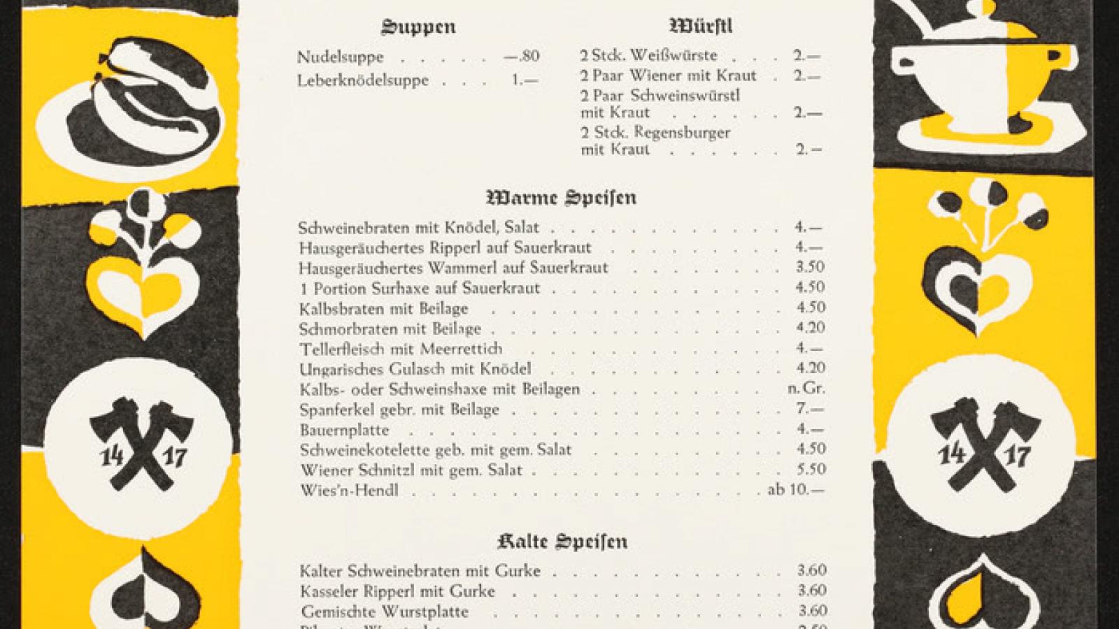 Ein Bild aus der Sammlung Münchner Speisekarten