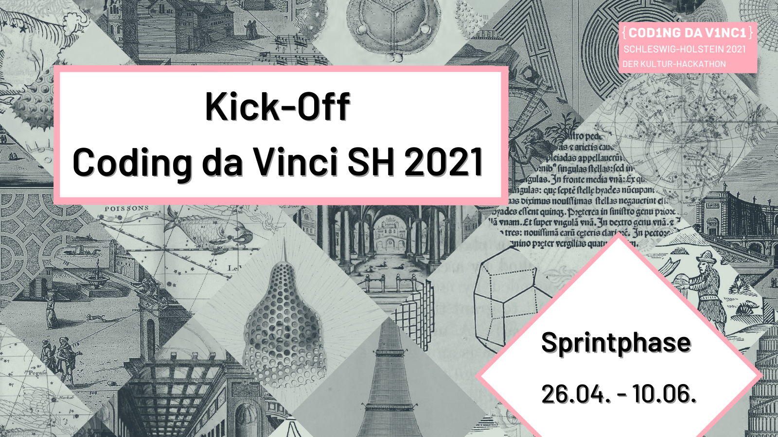 Schriftzug: Kick-Off Coding da Vinci SH 2021