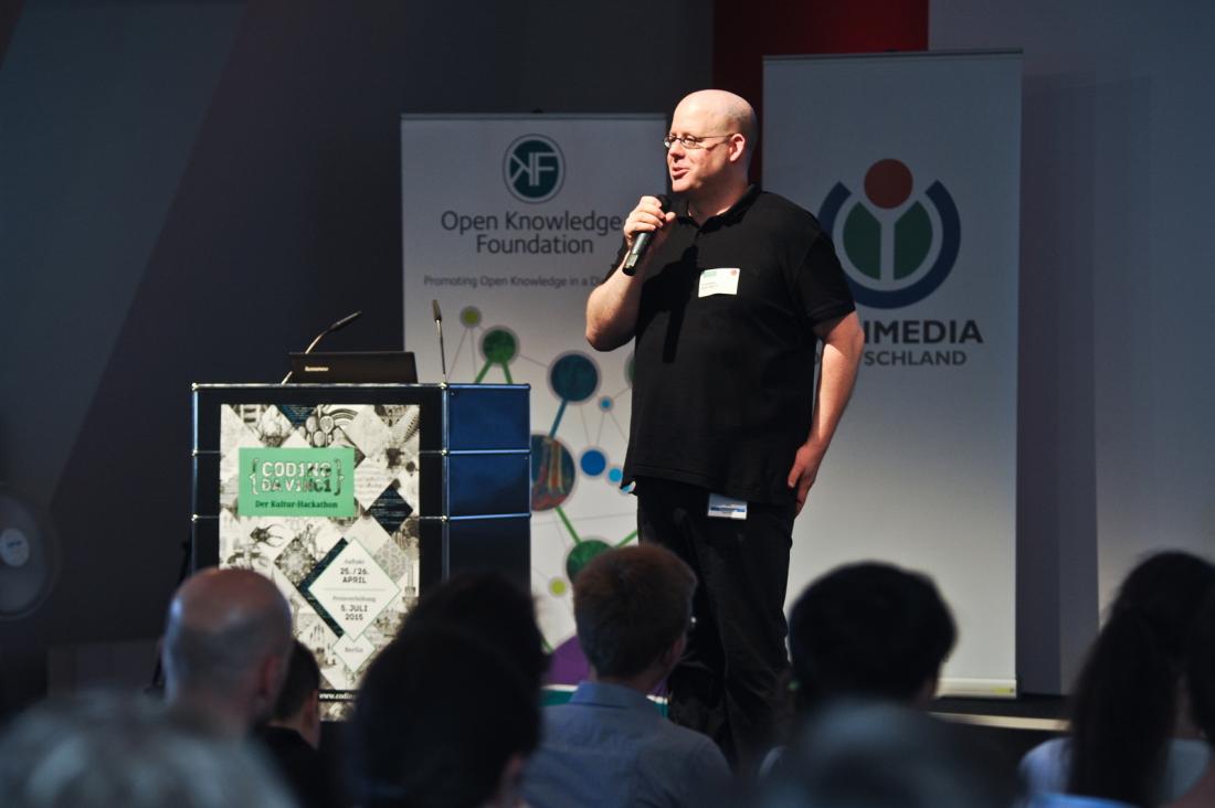 Stephan Bartholmei bei der Preisverleihung von Coding da Vinci Berlin 2015