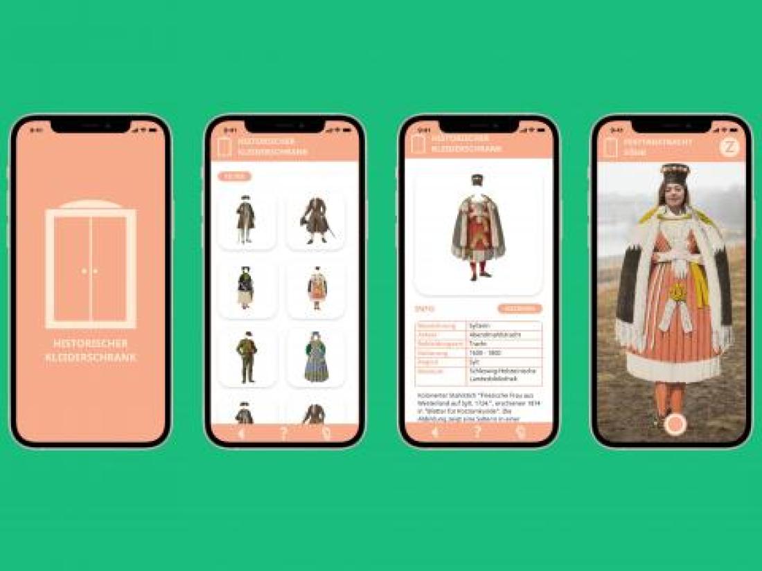 Screenshots der App "Historischer Kleiderschrank"