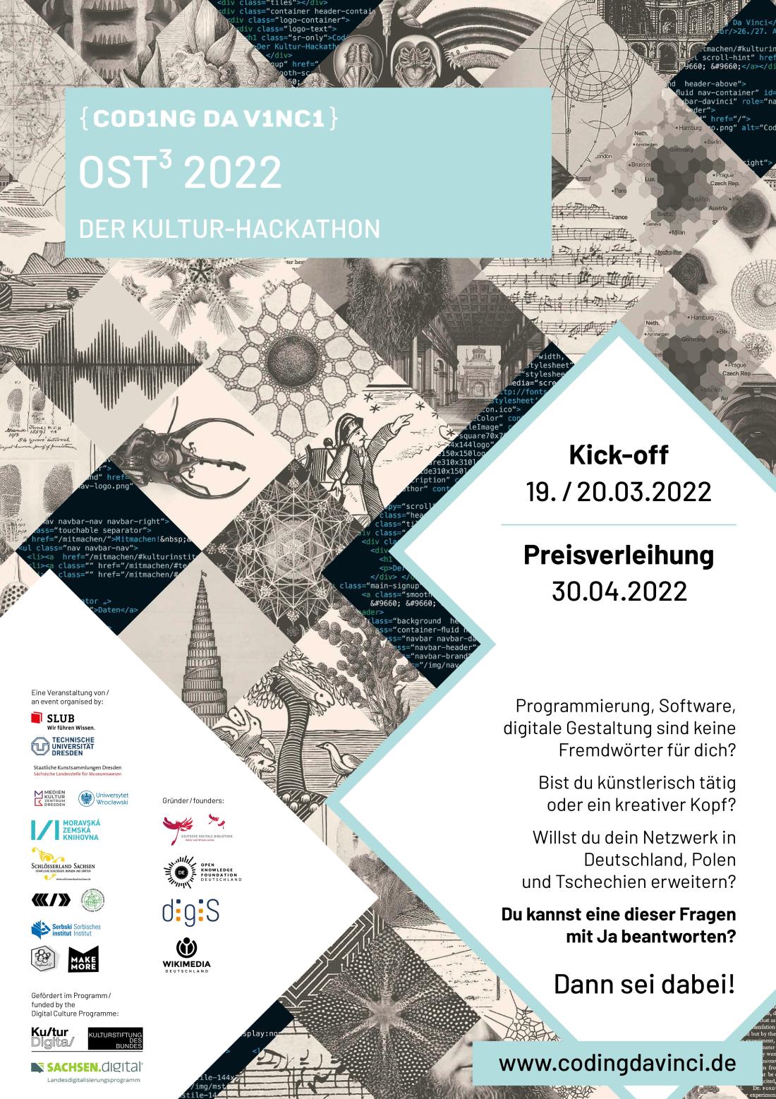 Plakat für Coding da Vinci Ost³ 2022 (deutsch)