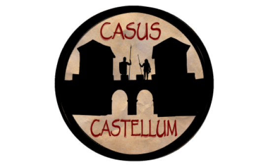 Zwei mittelalterliche Burgtürme gezeichnet, symetrisch im kreisförmigen Logo